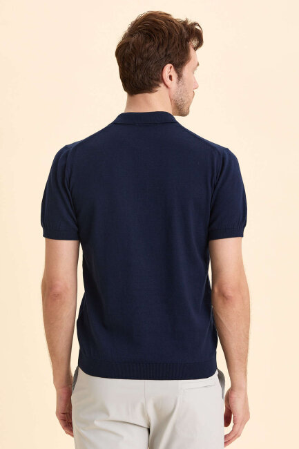 Lacivert %100 Pamuk Polo Tişört - 6