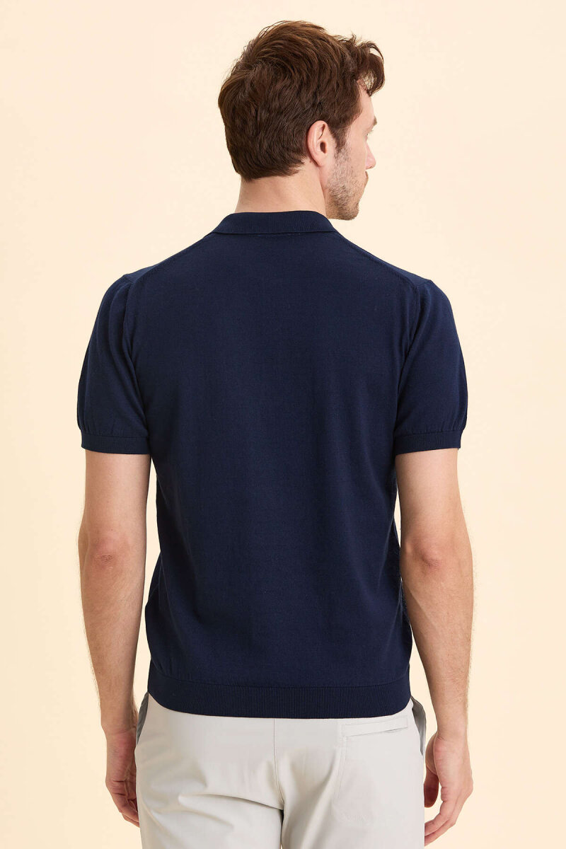 Lacivert %100 Pamuk Polo Tişört - 6