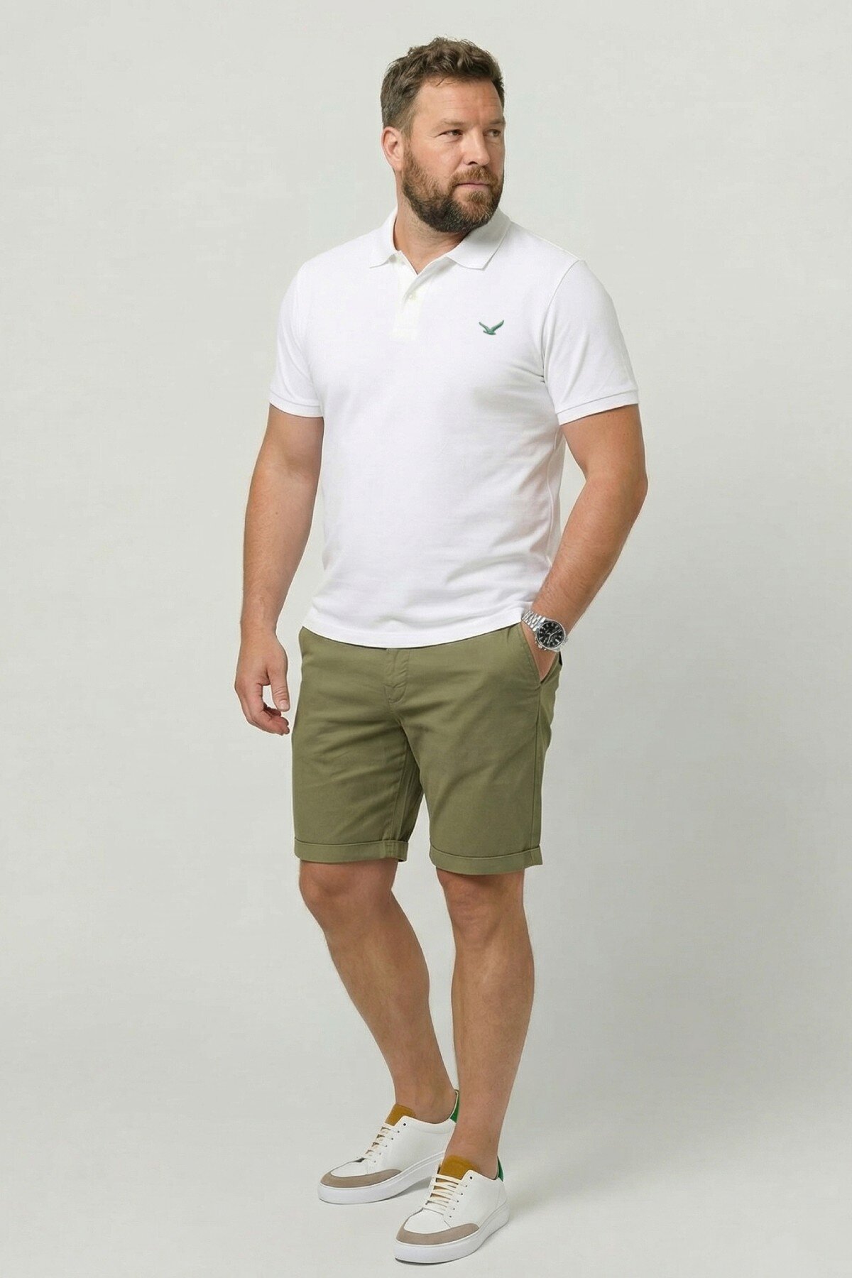 White Plus Size Polo T-Shirt - 5