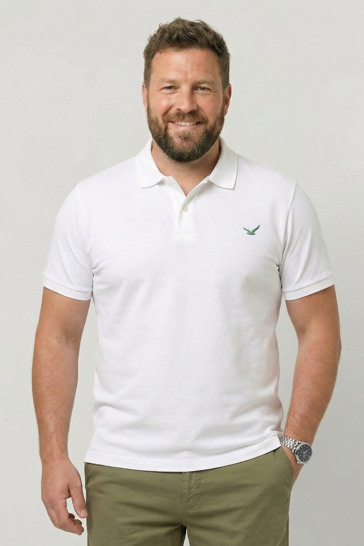 White Plus Size Polo T-Shirt - 1