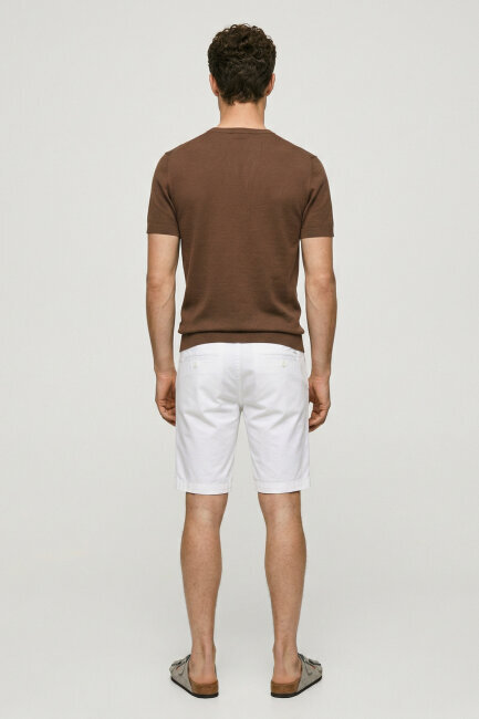 Kahverengi %100 Pamuk Bisiklet Yaka Triko Tişört - 5