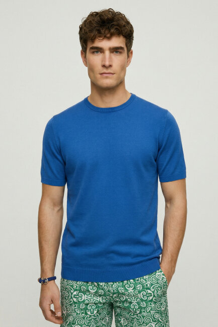 Sax %100 Pamuk Bisiklet Yaka Triko Tişört - 1