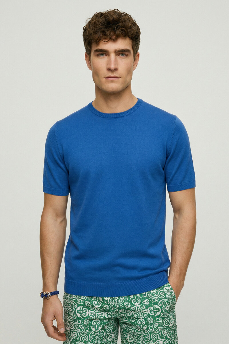 Sax %100 Pamuk Bisiklet Yaka Triko Tişört