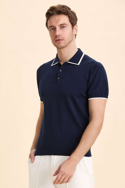 Lacivert %100 Pamuk Polo Tişört 