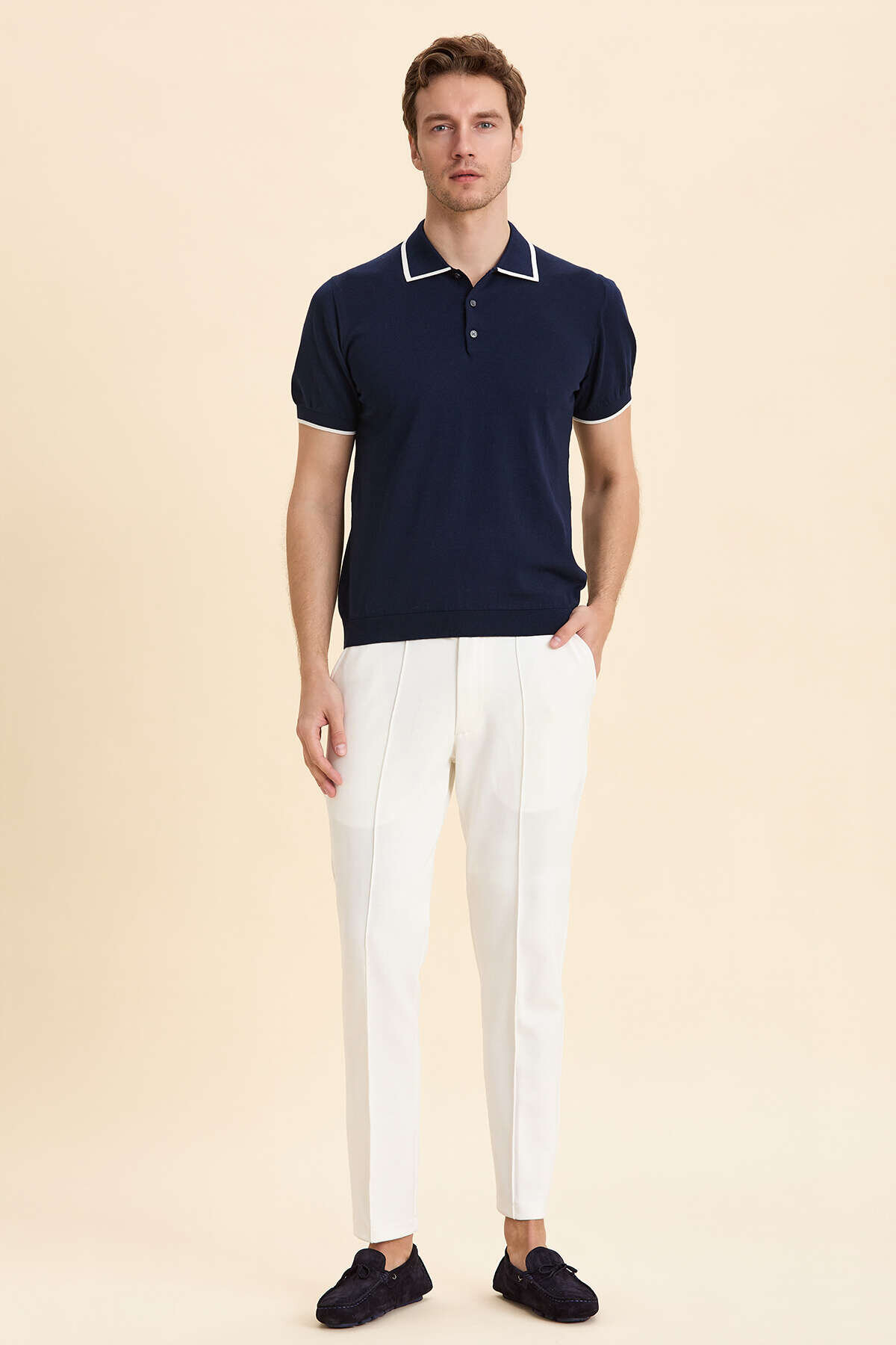 Lacivert %100 Pamuk Polo Tişört - 5