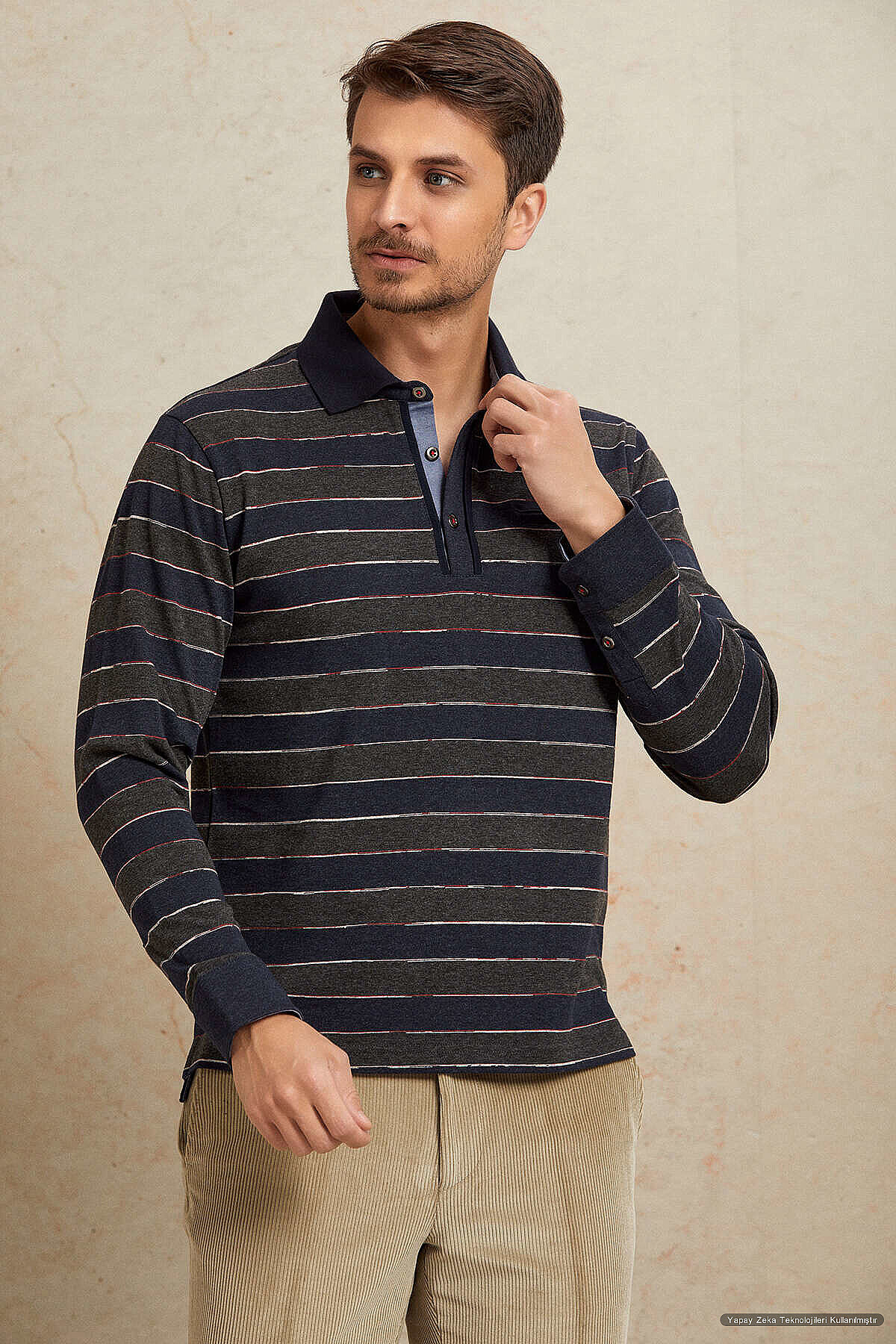 Denim 100% Cotton Polo Sweatshirt - 2