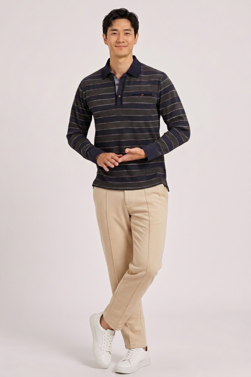 Denim 100% Cotton Polo Sweatshirt - 2