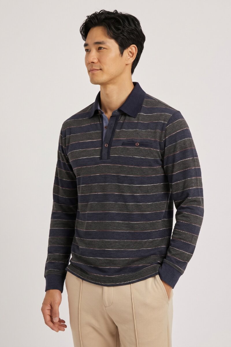 Denim 100% Cotton Polo Sweatshirt - 3