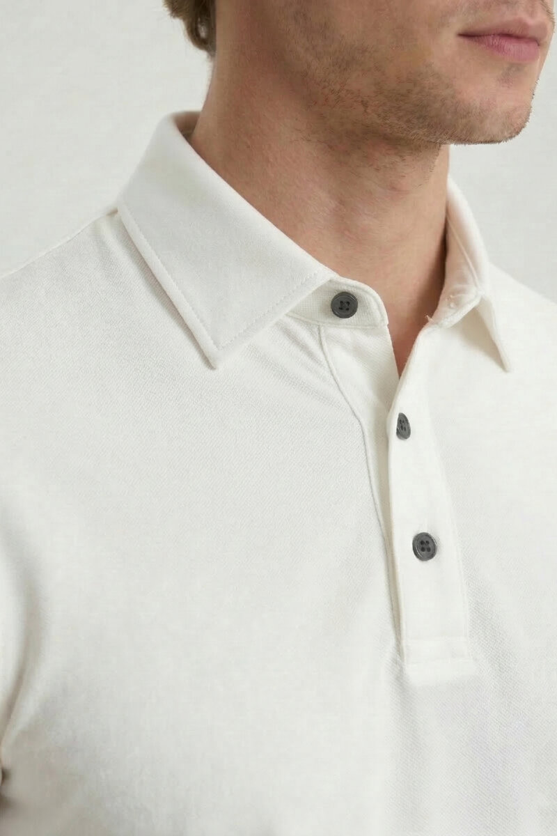 Kırık Beyaz Polo Tişört - 3