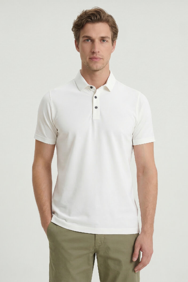 Kırık Beyaz Polo Tişört - 1