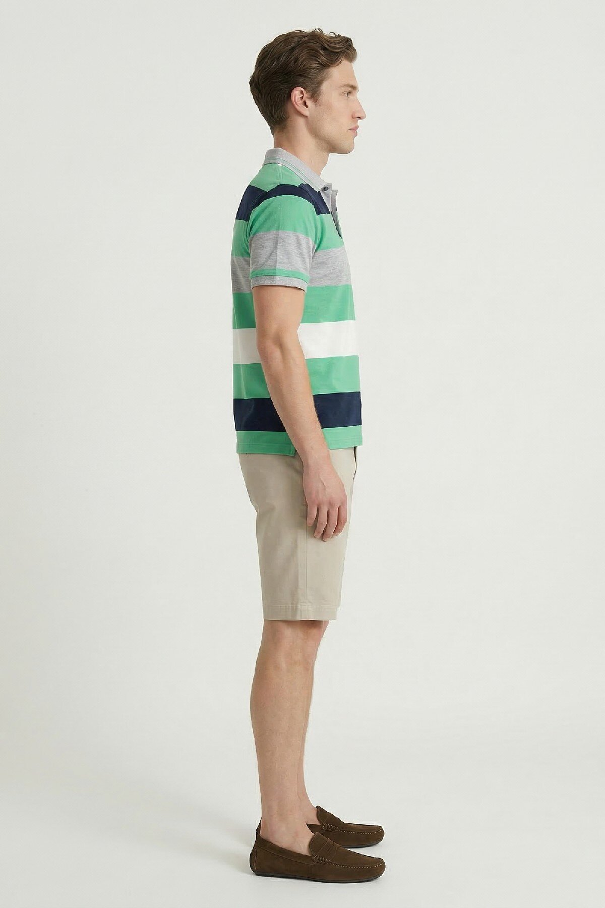 Lacivert - Yeşil Merserize %100 Pamuk Polo Tişört - 4