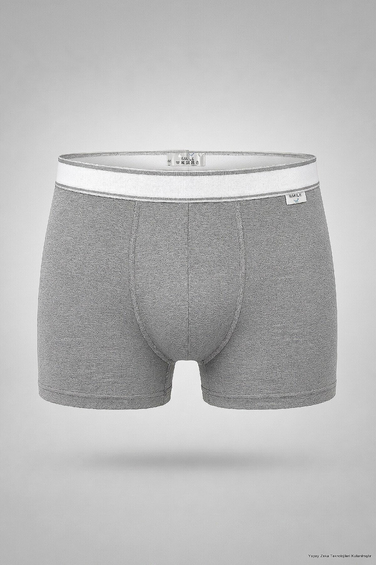Grey Melange Cotton Boxer Shorts - 1