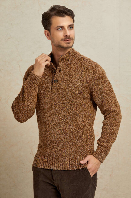 Brown 100% Cotton Buttoned Sweater - 6