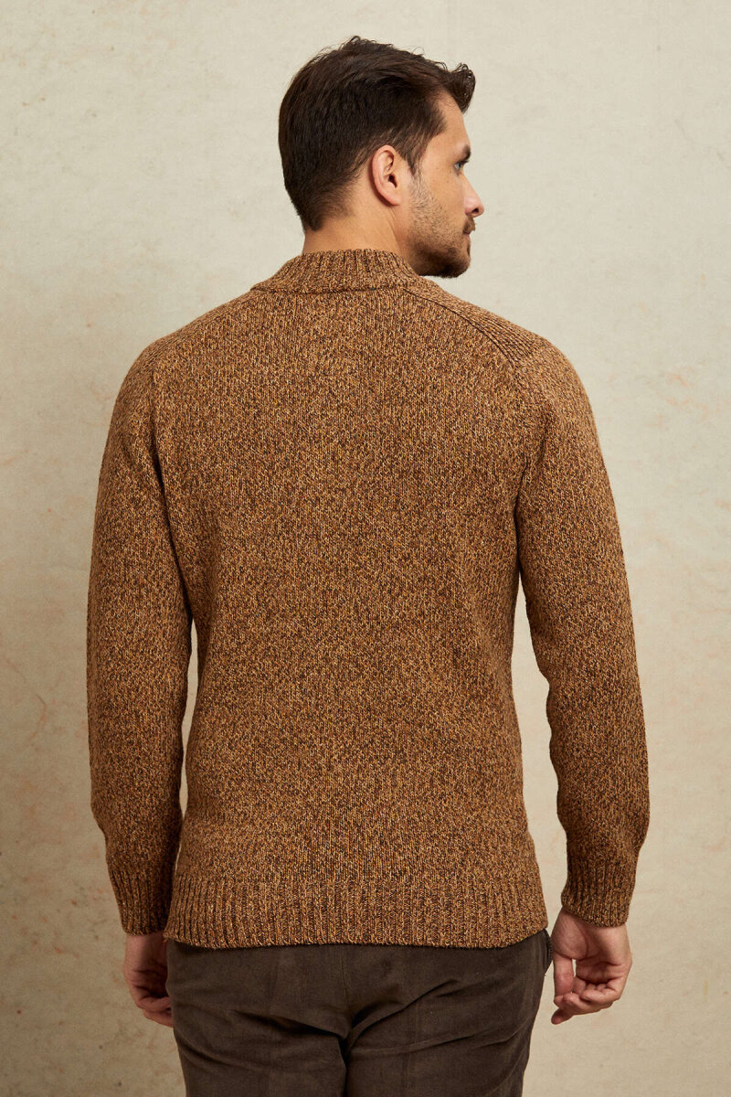 Brown 100% Cotton Buttoned Sweater - 7