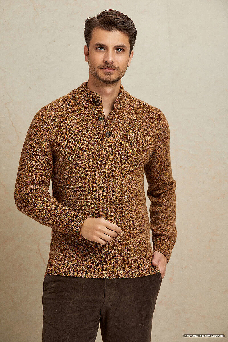 Brown 100% Cotton Buttoned Sweater (1)
