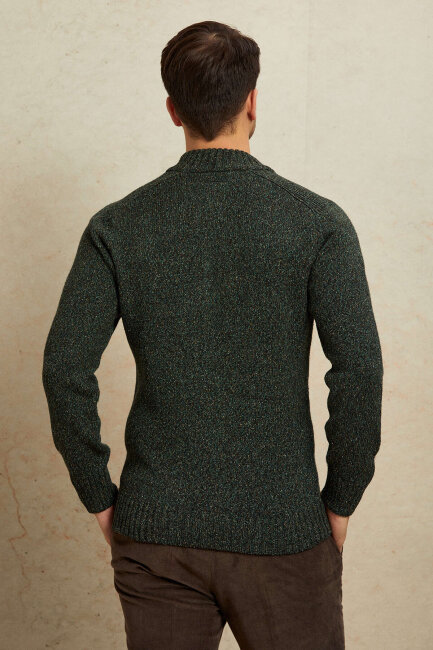 Green 100% Cotton Buttoned Sweater - 7
