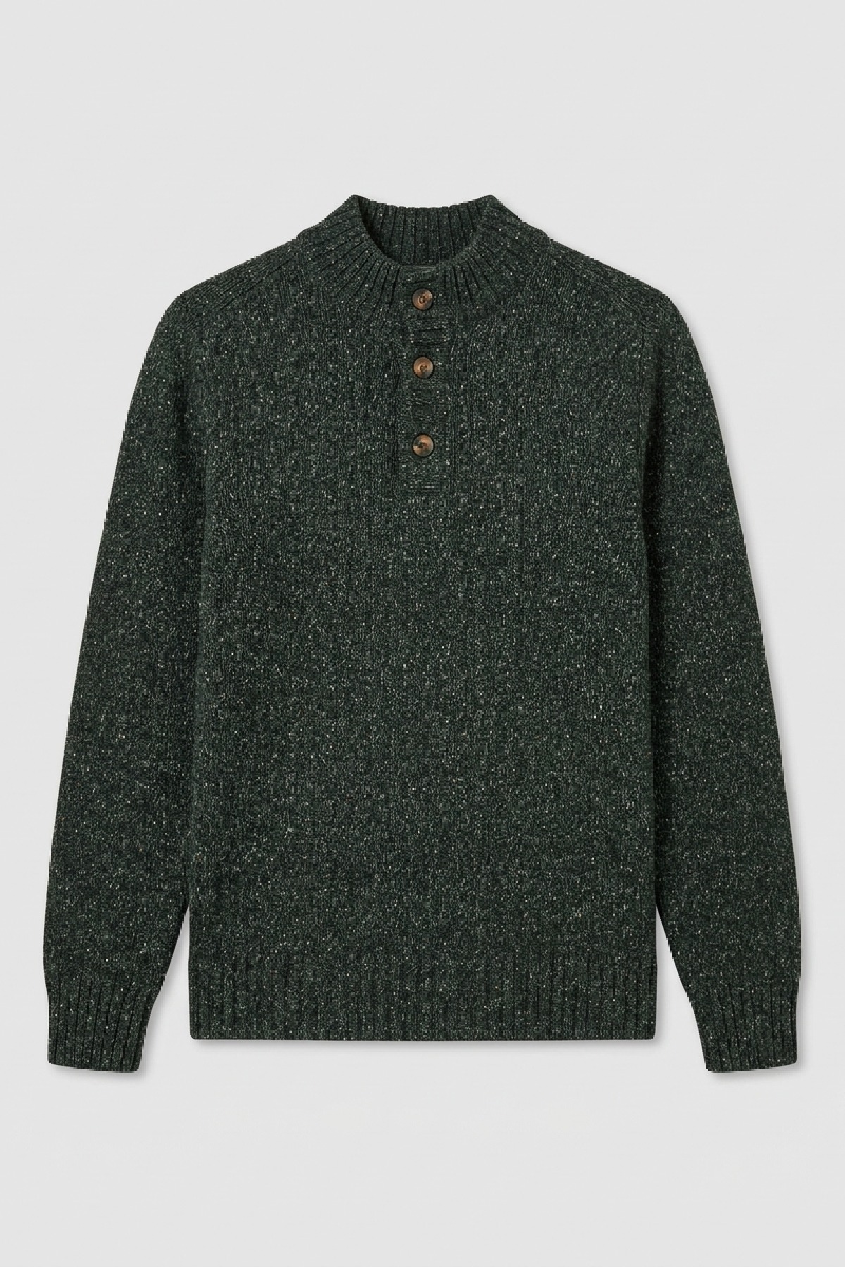 Green 100% Cotton Buttoned Sweater - 1