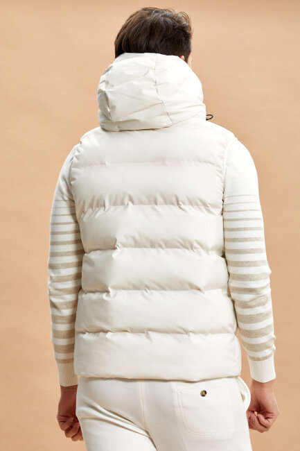 White Hooded Puffer Vest - 8