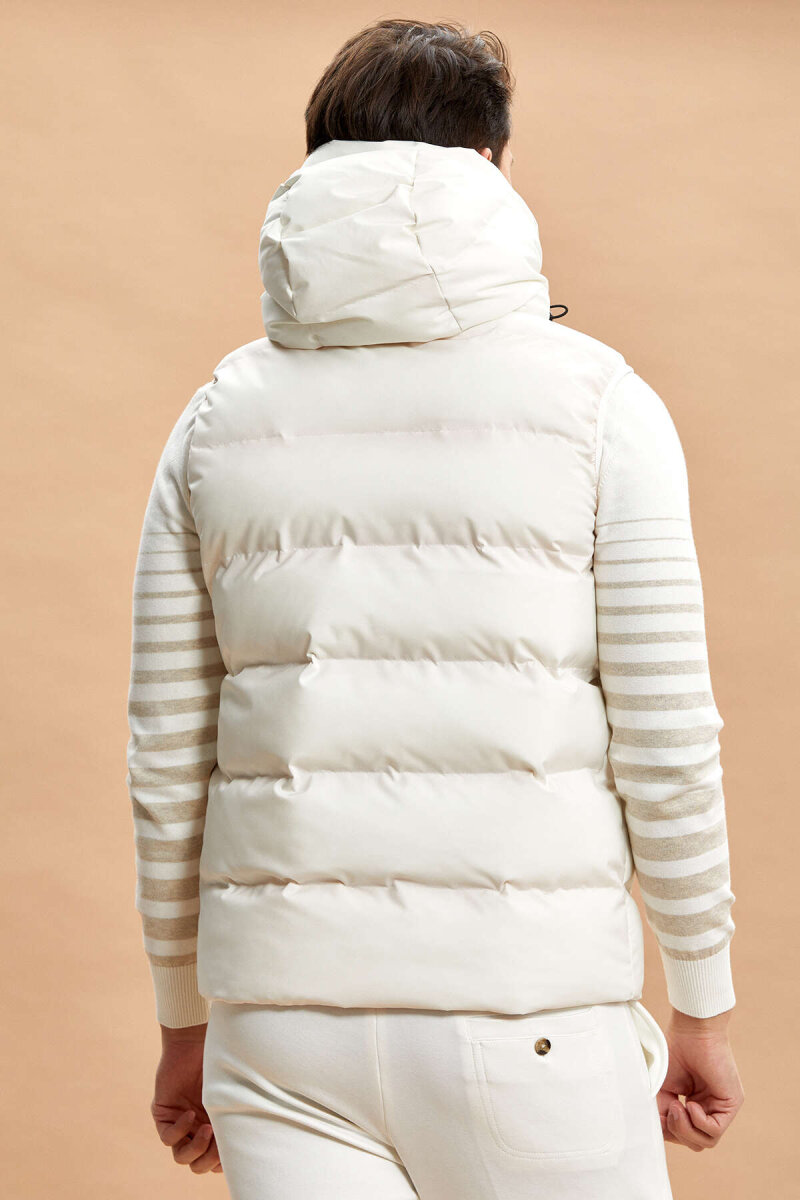White Hooded Puffer Vest - 8