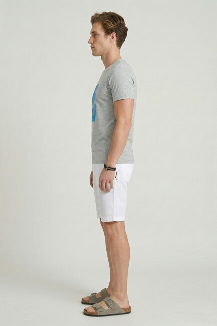 Grey Melange 100% Cotton Printed T-shirt - 4