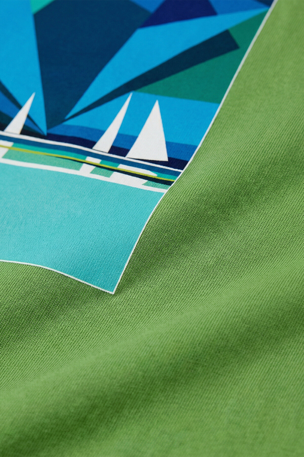 Green Cotton T-shirt with Marine Print - 3