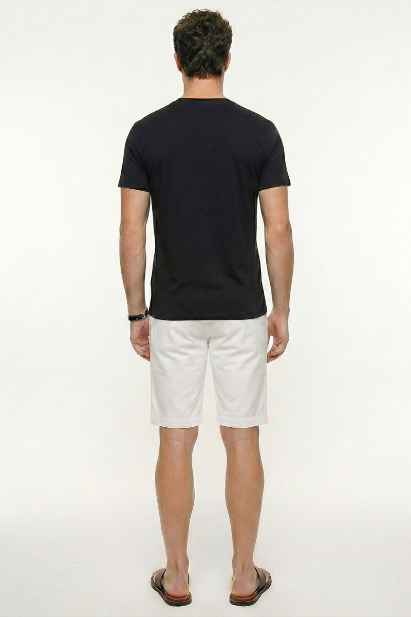 Black Cotton T-shirt with Marine Print - 7