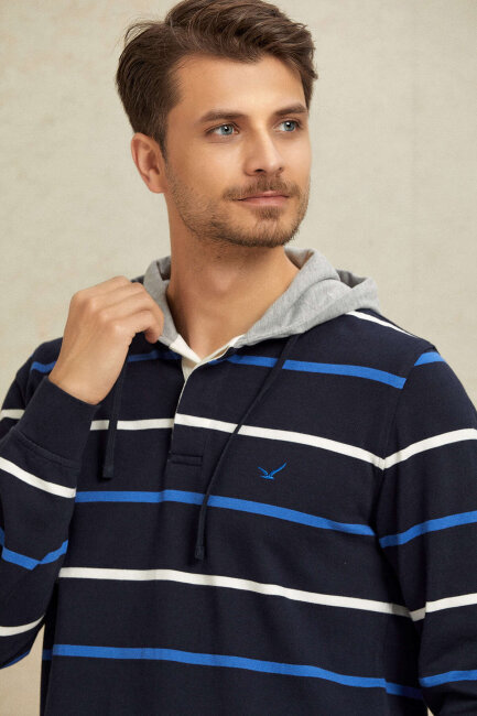 Navy Royale 100% Cotton Hooded Sweatshirt - 2