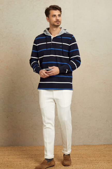 Navy Royale 100% Cotton Hooded Sweatshirt - 3