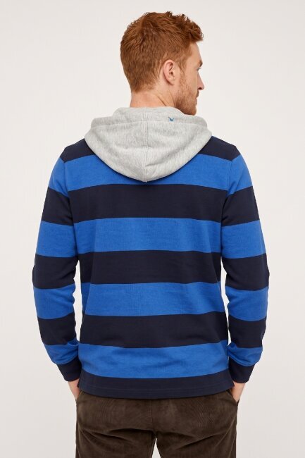 Lacivert - Royal %100 Pamuk Kapüşonlu Sweatshirt - 4