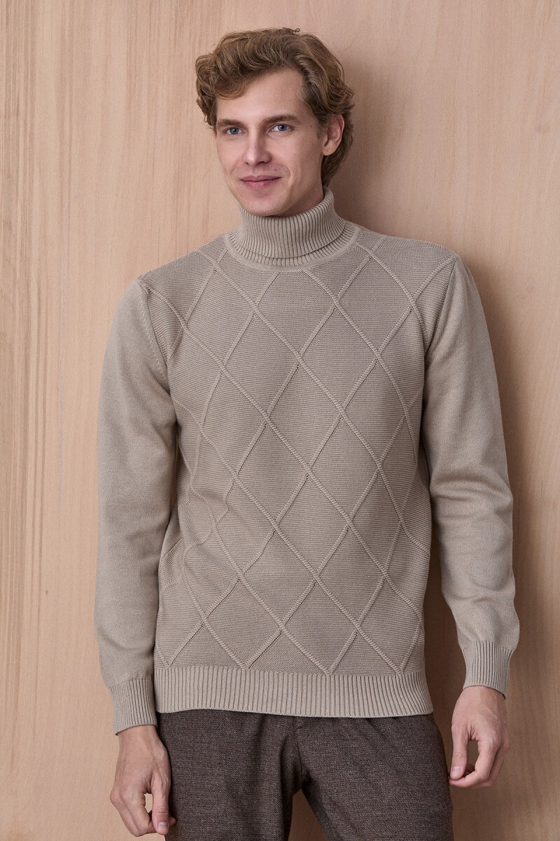 Bej %100 Pamuk Bisiklet Yaka Kazak - 4