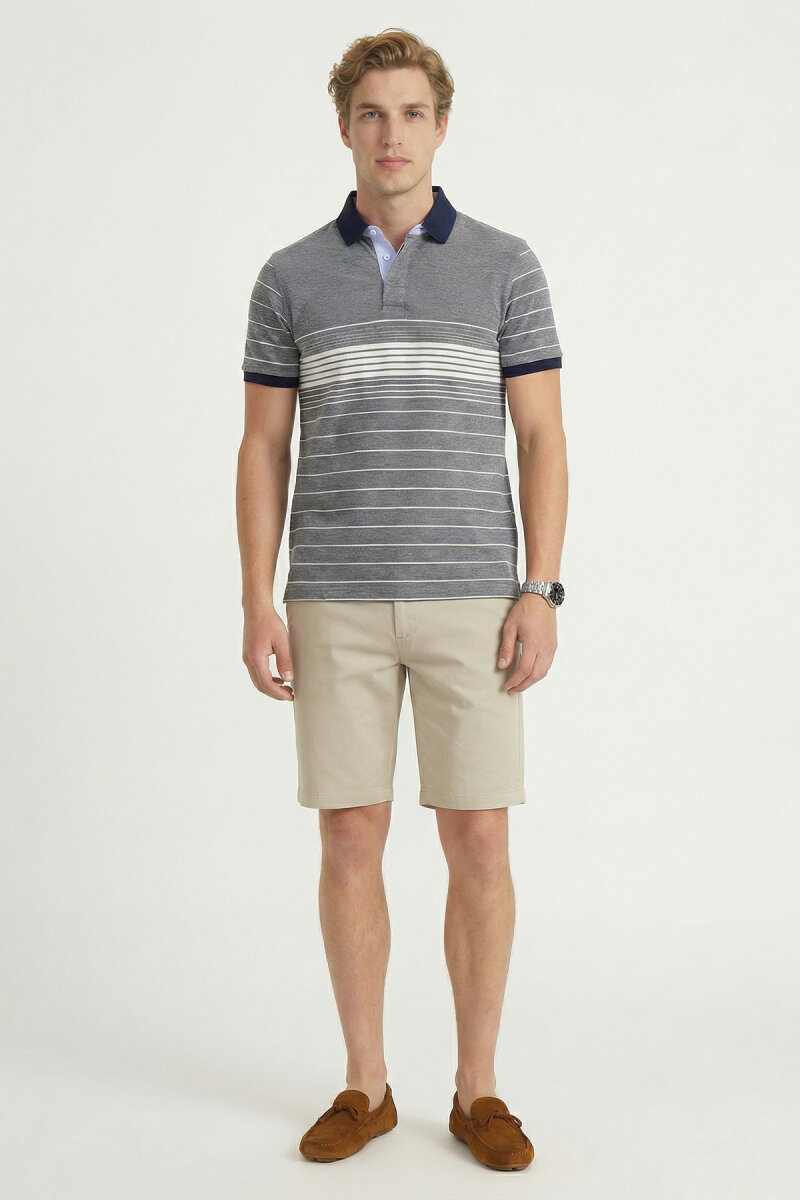 Grey 100% Cotton Polo T-shirt - 2