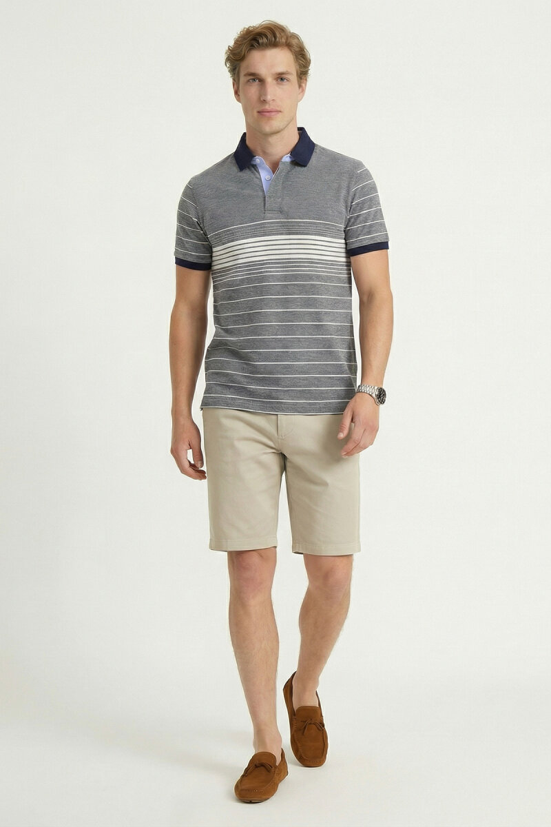 Grey 100% Cotton Polo T-shirt - 5