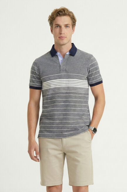 Grey 100% Cotton Polo T-shirt - 1
