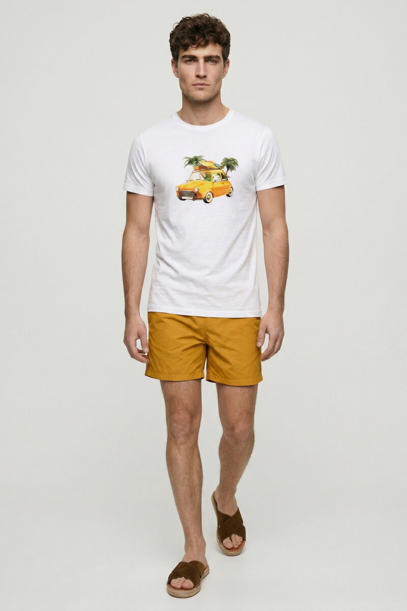 Beyaz %100 Pamuklu ve Baskılı Tişört - 2