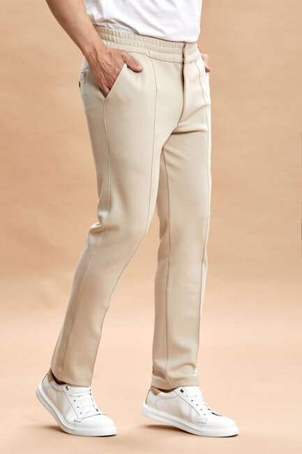 Beige Cotton Sweatshirt Pants - 5