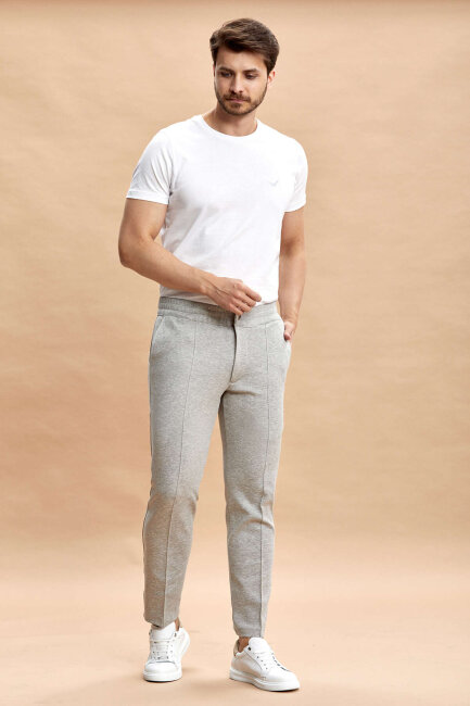 Grey Melange Cotton Sweatshirt Pants