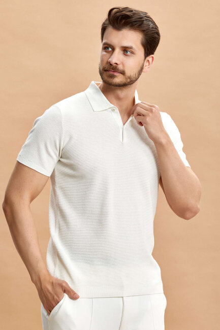 Ekru Polo Triko Tişört - 6
