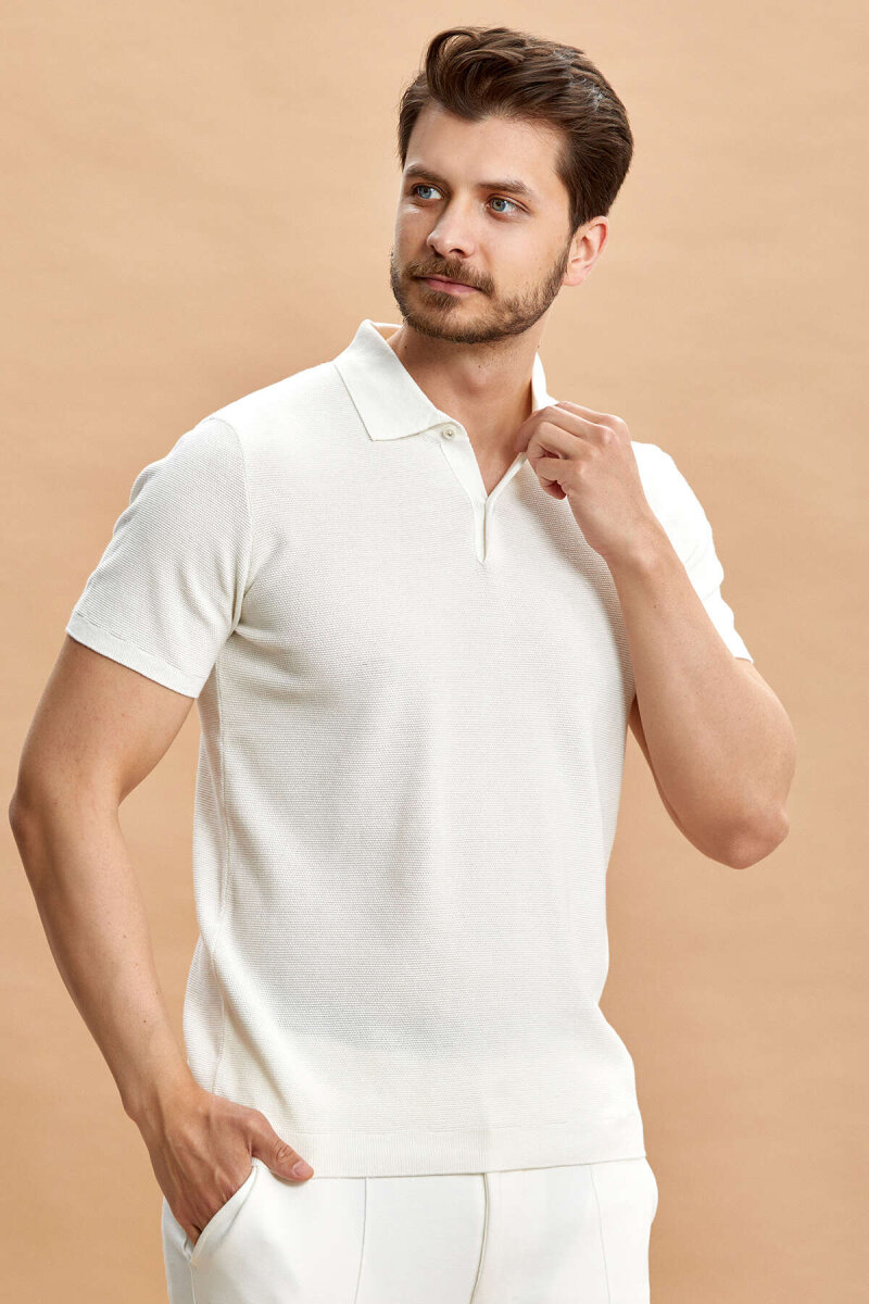 Ekru Polo Triko Tişört - 6