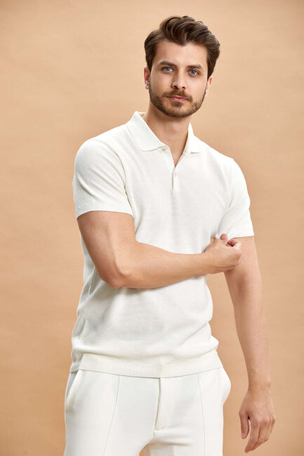 Ekru Polo Triko Tişört - 2
