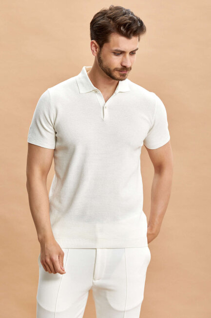 Ekru Polo Triko Tişört - 5
