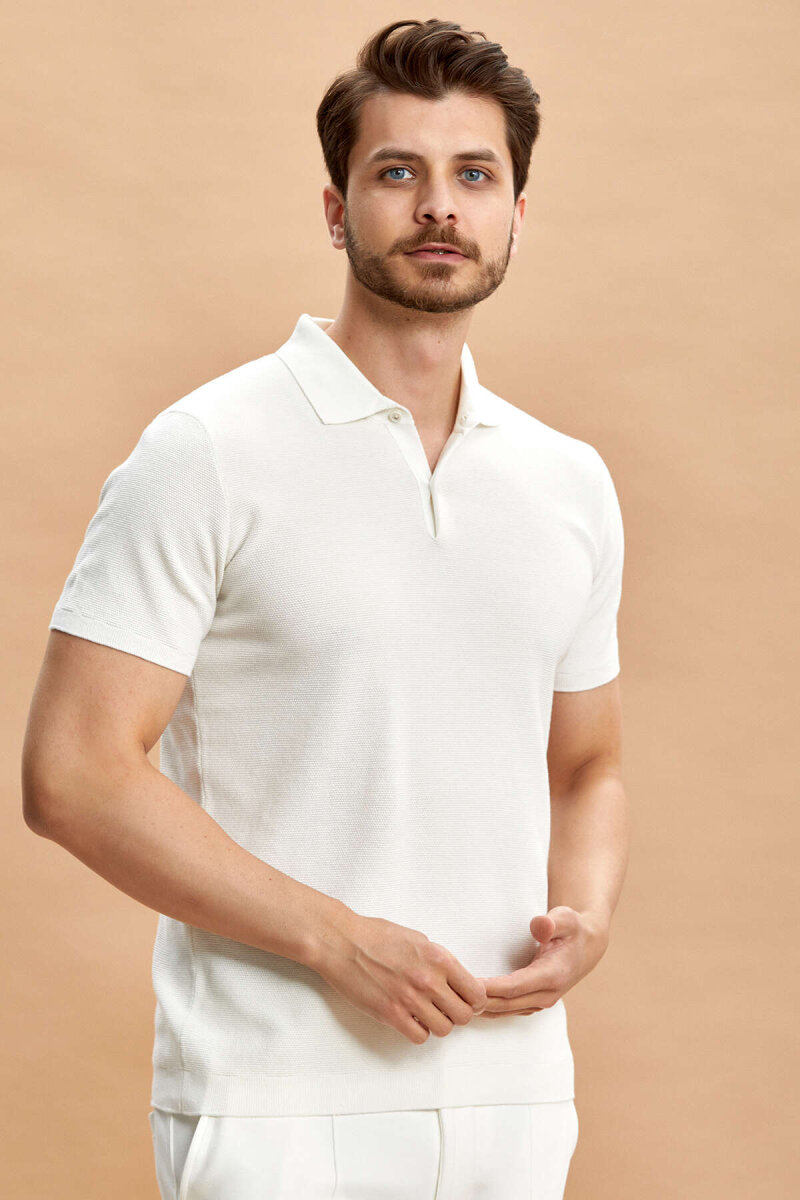 Ekru Polo Triko Tişört - 7