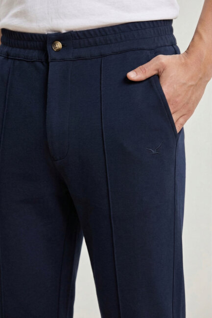 Navy Blue Cotton Sweatshirt Pants - 3