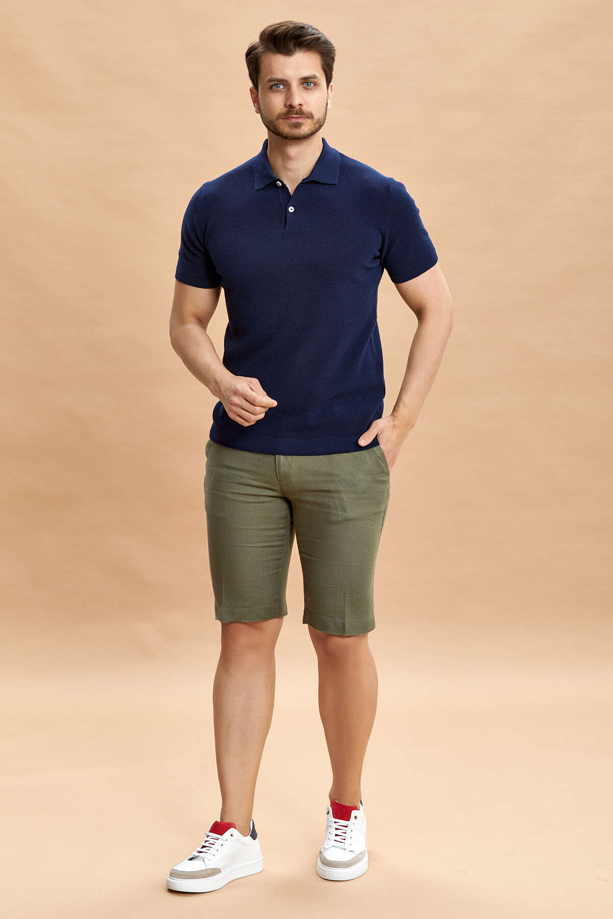 Lacivert %100 Pamuk Polo Triko Tişört - 4