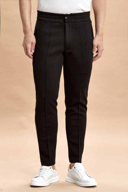 Black Cotton Sweatshirt Pants - 2