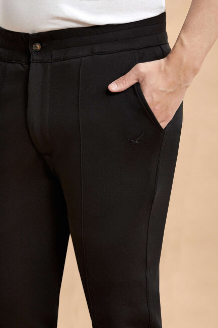 Black Cotton Sweatshirt Pants - 3