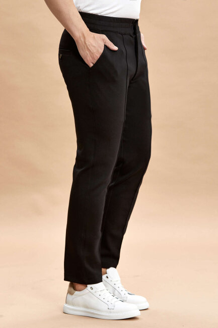 Black Cotton Sweatshirt Pants - 5