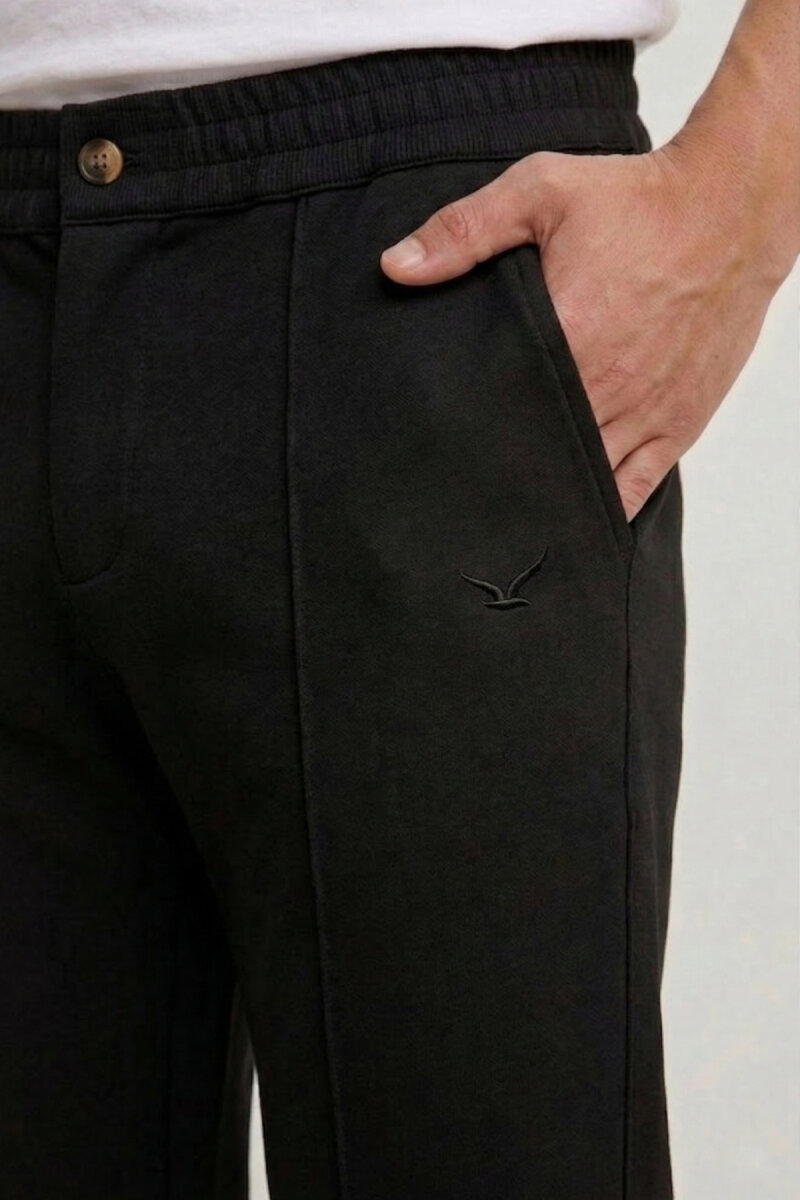 Black Cotton Sweatshirt Pants - 3