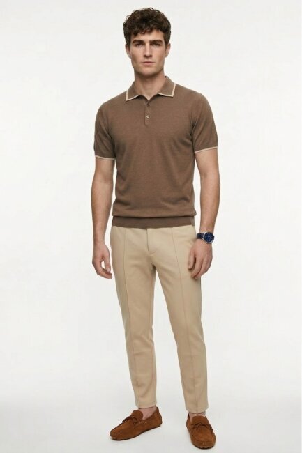 Beige Cotton Sweatshirt Pants - 2