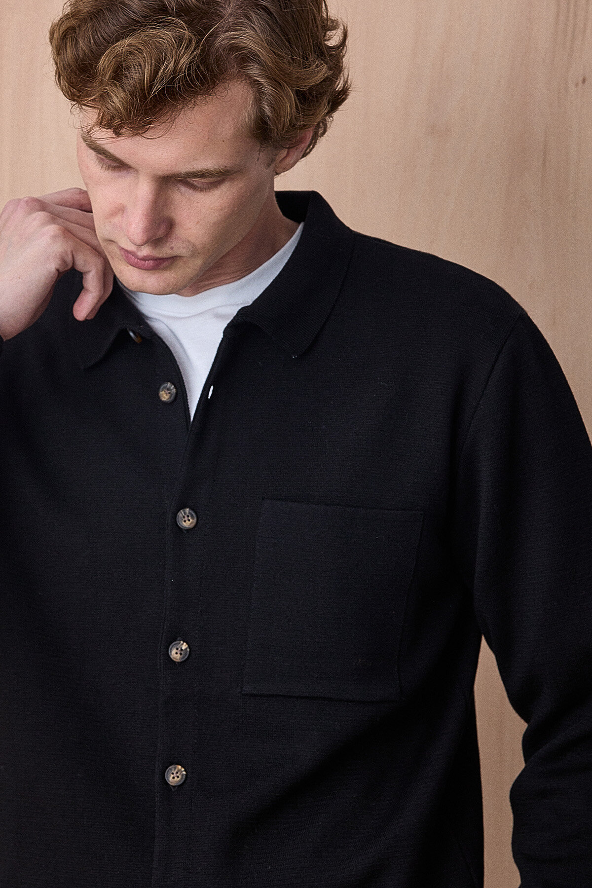 Siyah %100 Pamuk Örme Gömlek - 2