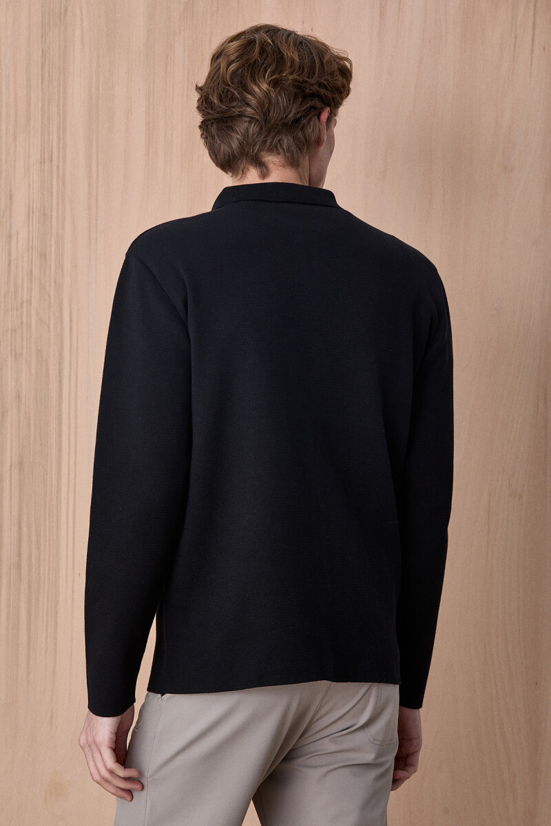 Siyah %100 Pamuk Örme Gömlek - 6